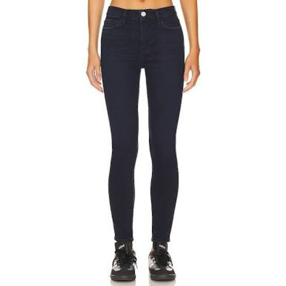 FRAME Le High Skinny Side Slit Ankle Jeans LHSK793 ONIN Onyx Indigo 28 US 6 Smal - Picture 1 of 6